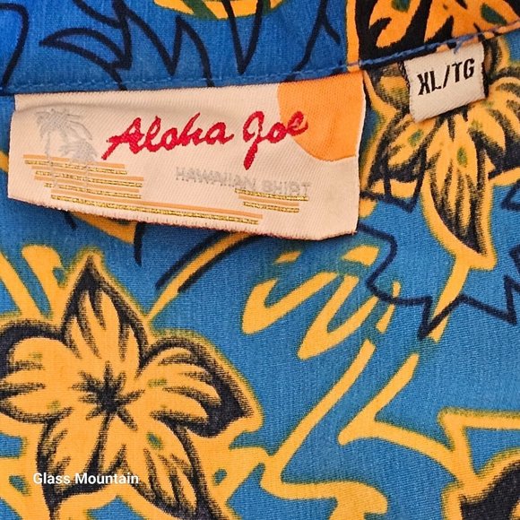 SOLD - Aloha Joe Men's Vintage Hawaiian Blue Floral Casual Dress Shirt - Picture 5 of 10
